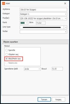 Adet Metrajı Penceresi